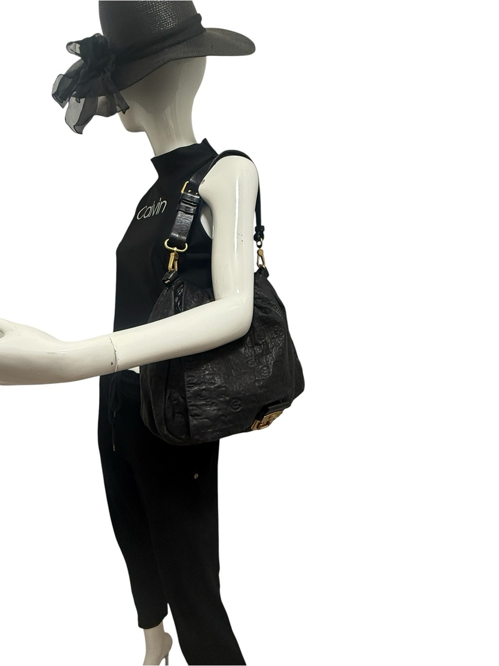 Leather hobo bag, Marc by Marc Jacobs Dreamy Logo Puckered Mouse - Picture 3 of 15